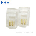 RJ11/12 connector 6P4C connector  6P4C plug